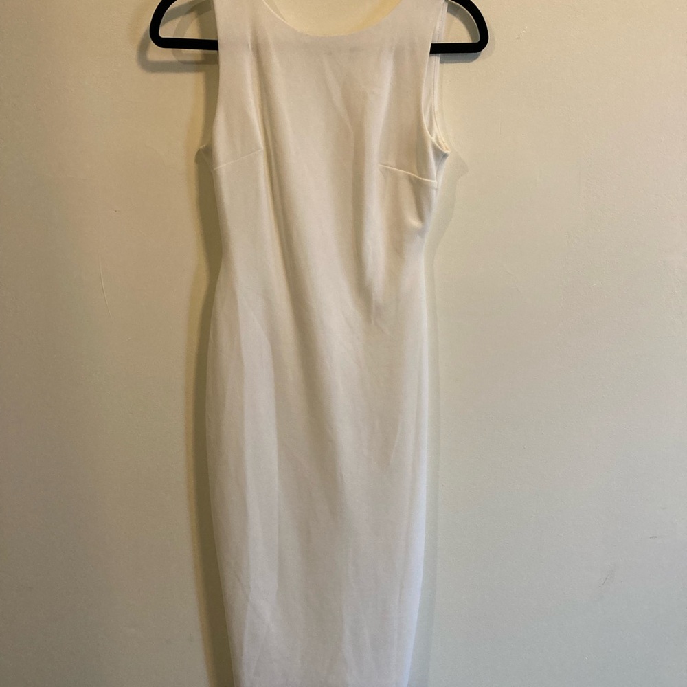 Lulu's Sleek White Midi Sheath Dress